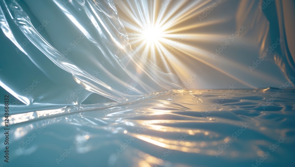 Poster illuminated abstract plastic surface with radiant light rays creating a dynamic visual effect showca