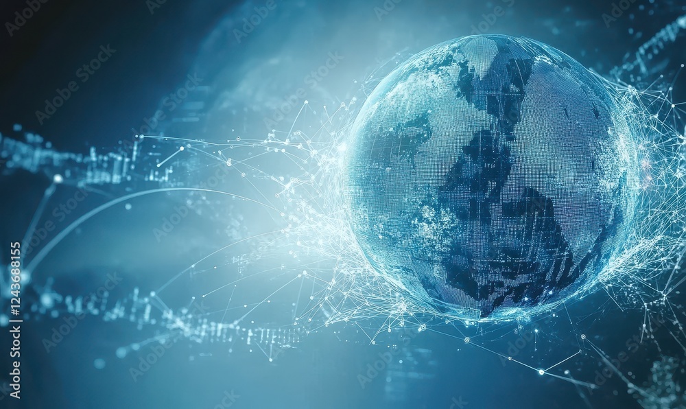 Poster abstract digital globe network data connections