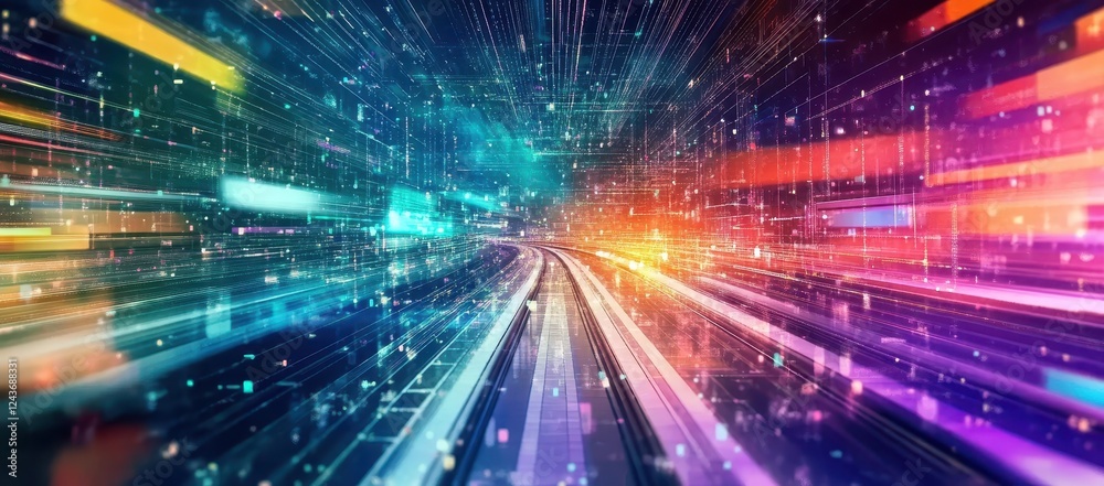 Poster abstract digital speed and light tunnel