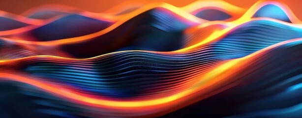 Naklejka premium Abstract Digital Landscape with Blue and Orange Gradient