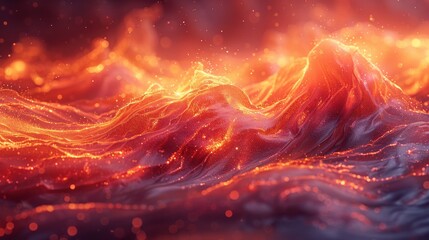 Abstract Fire Lava Texture Background with Glowing Particles