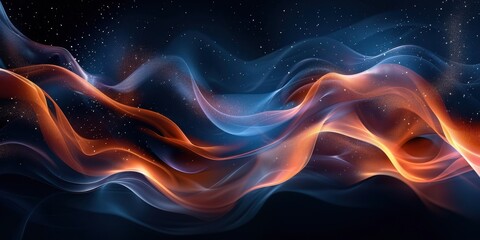 Obraz premium Abstract Flowing Waves with Glowing Particles