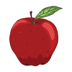 red apple with leaf