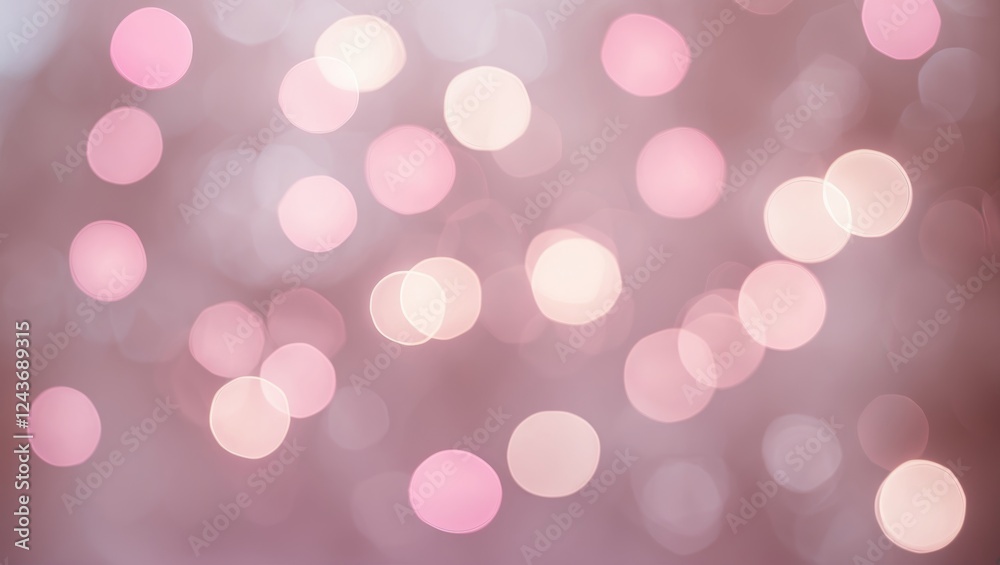 Poster soft pink bokeh background featuring blurred circles of light creating a dreamy and abstract atmosph