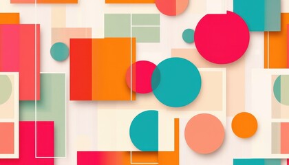 Obraz premium Abstract Geometric Pattern with Vibrant Circles and Squares