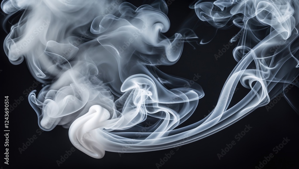 Poster elegant swirling smoke patterns on a dark background creating a mystical and artistic visual effect 