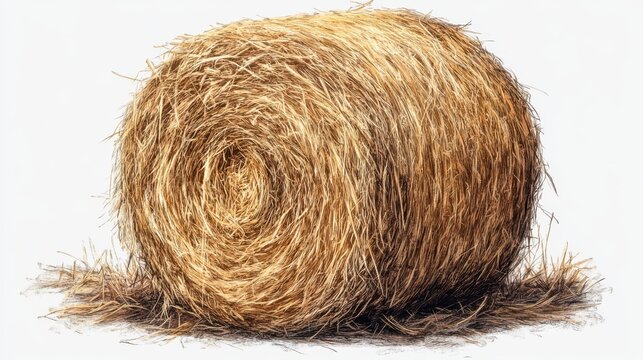 dry hay bale isolated on transparent background catoon style