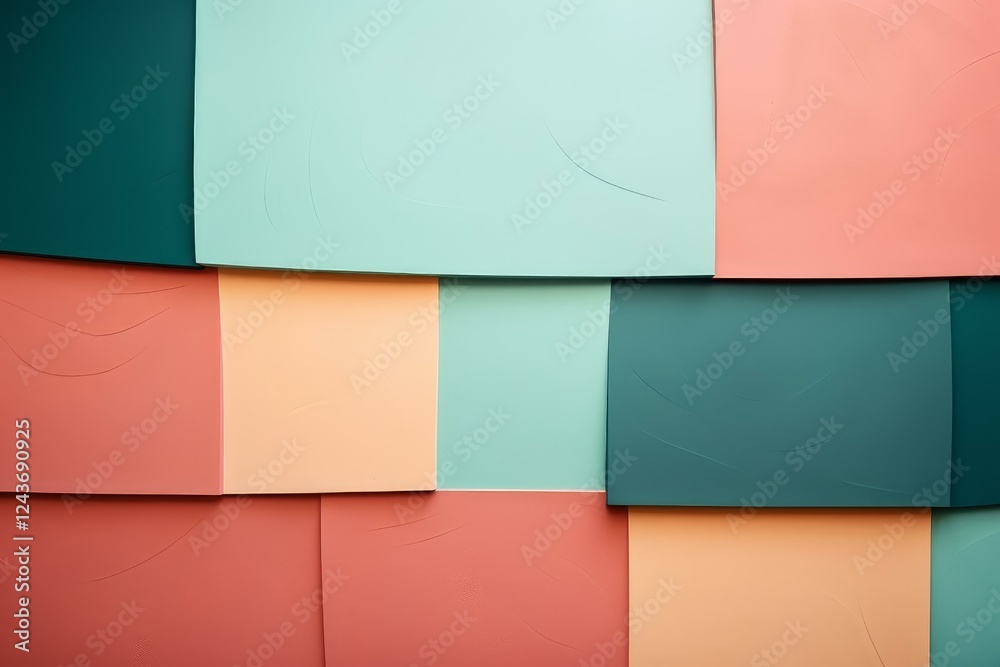 Poster modern abstract background featuring overlapping rectangular shapes in various colors, forming a vis