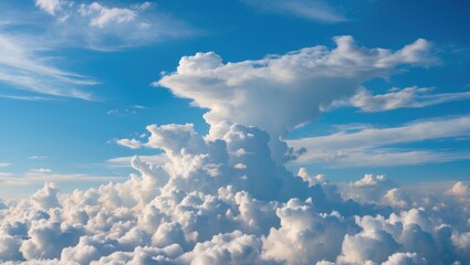 Dramatic Cloud Formation in Blue Sky with Abundant Negative Space for Custom Text or Overlay