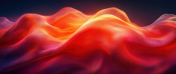 Obraz premium Luxurious Abstract Background with Red Gold Gradient Silk Fabric and Elegant Wavy Texture