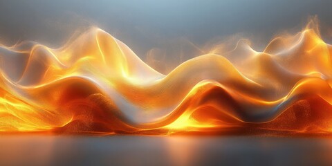 Obraz premium Gold Wave Line Abstraction Dynamic Flowing Light Pattern on Black Background for Luxury Technology Digital Design