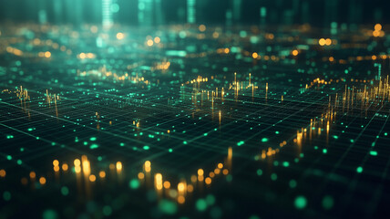 Obraz premium Digital data visualization with glowing lines and dots
