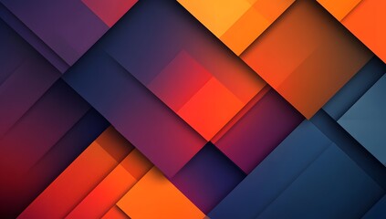 Fototapeta premium Abstract geometric background with overlapping colorful layers, gradient orange and blue design