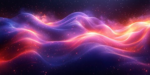 Obraz premium Abstract Wavy Lines Neon Blue Purple Vaporwave Style Dynamic Composition Soft Glow Gradient Background