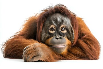 Fototapeta premium Sumatran Orangutan isolated on white background
