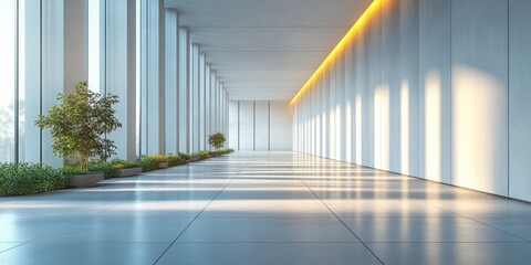 Fototapeta premium Minimalist White Wall with Vertical Rectangles Soft Lighting Modern Architecture Pattern