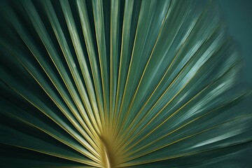 Obraz premium Tropical palm leaf with radiating segments creating a visually appealing natural pattern, ideal for backgrounds and design projects