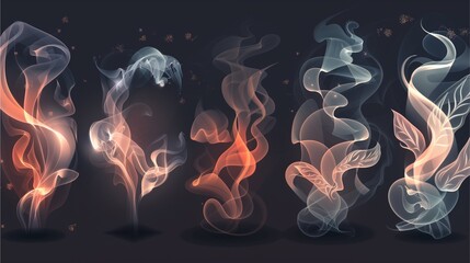abstract smoke swirls in vibrant hues of orange, red and white, creating a magical and ethereal atmosphere
