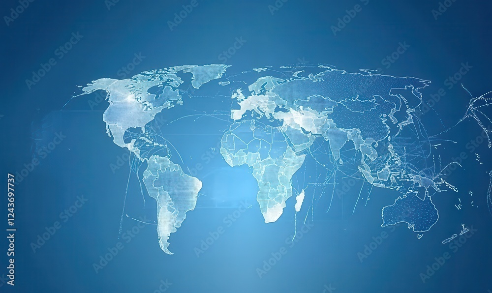 Poster Abstract World Map Digital Network Connection