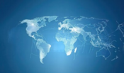 Abstract World Map Digital Network Connection