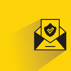 secured mail icon with drop shadow on yellow background