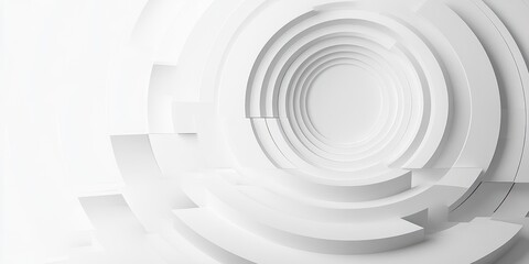 Obraz premium Abstract Minimalist White Concentric Circles with Soft Shadows and Natural Light Background