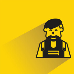 beard man avatar with shadow on yellow background