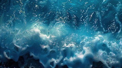 Blue Ocean Waves with White Foam and Sparkle Texture