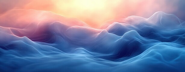 Obraz premium Abstract Blue Waves Watercolor Background Soft Modern Design