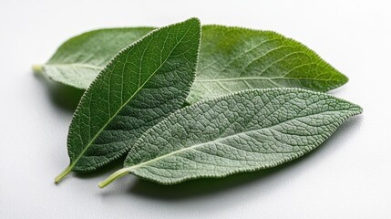 Obraz premium fresh green sage leaf isolated on transparent background