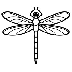 Stylized Dragonfly Drawing with Detailed Wings and Body