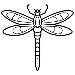 Stylized Dragonfly Drawing with Detailed Wings and Body