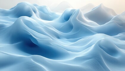 Obraz premium Minimalist Abstract Landscape Soft Lines Gradient Blue White Serene Calm Depth