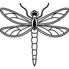 Stylized Dragonfly Drawing with Detailed Wings and Body