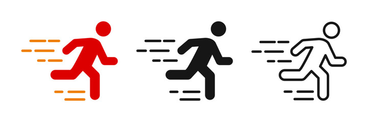 Run icon set. Running logo. Fast run silhouette. Vector original illustration