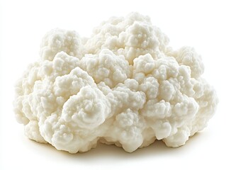 Close-up of White Kefir Grains on White Background