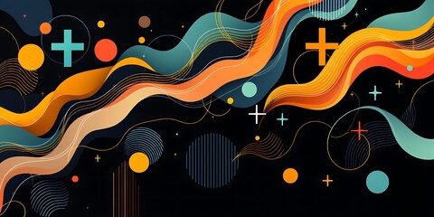 Abstract Orange and Teal Wave Background Design