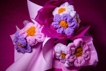 knitted bouquets, handmade, beautiful flowers, floristry, knitted toys, beautiful gifts

