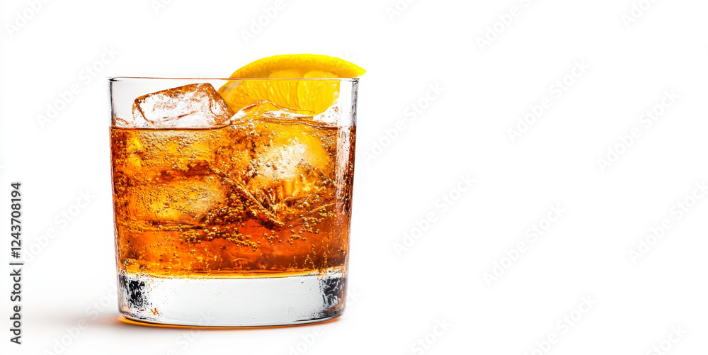 Aufkleber a refreshing drink made with organic honey and served over ice, garnished with a slice of lemon. thi