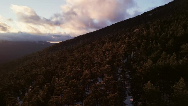 Aerial view of the mountains of Navacerrada in Castilla de Leon and Madrid