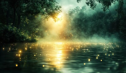 Abstract Green Bokeh Lights Background Spring Nature Landscape Soft Colours