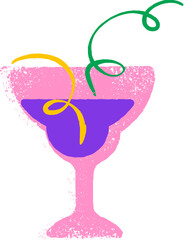 Margarita glass  - Mexican decorative elements collection for Cinco de Mayo, Day of the Dead and Fiestas