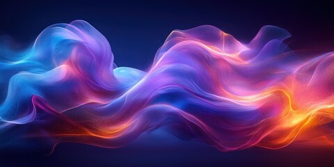 Obraz premium Abstract Neon Wave Background with Gradient Flowing Lines in Purple and Blue