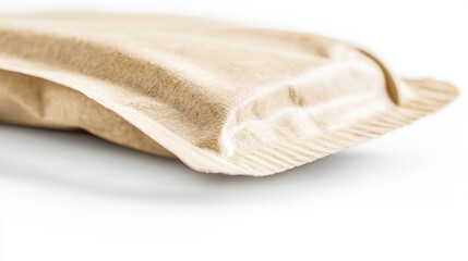 Close-up of eco-friendly compostable packaging pouch for sustainable product design