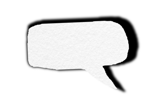 Speech bubble from white paper transparent background