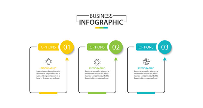 Vector infographic label template with icons. 3 options or steps. Infographics for business concept.