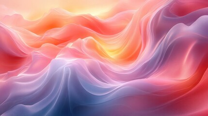 Obraz premium Surreal Abstract Landscape Fluid Curves Soft Pastel Colors Ethereal Ambient Light Dreamy Atmosphere