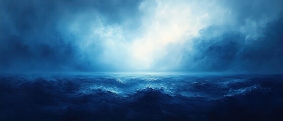 Obraz premium Deep Blue Abstract Impressionism Watercolor Background Soft Blurred Edges Calm Atmosphere