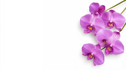 Obraz premium Pink Orchid Blossoms on White Background