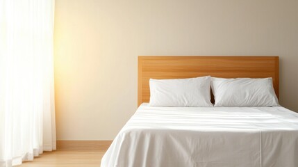 Bright and airy empty hospital room with sunlight streaming through the curtains creating a peaceful and serene atmosphere  The modern